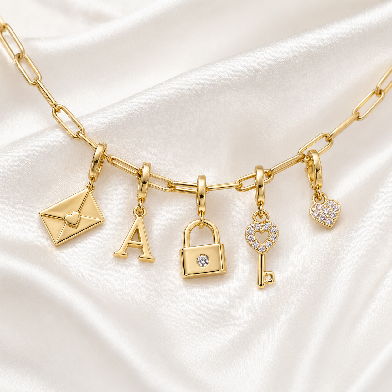 Charm Coeur Clé Strass
