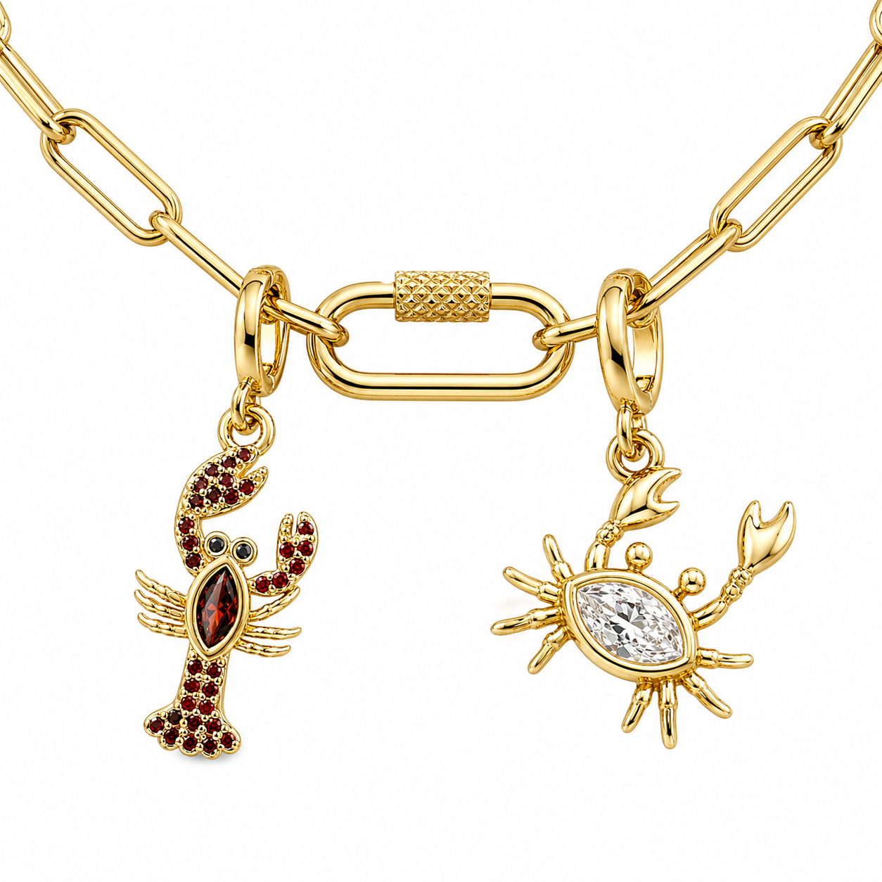 Charm Crabe doré - zircon blanc