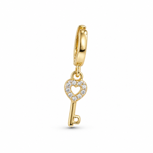 Charm Coeur Clé Strass