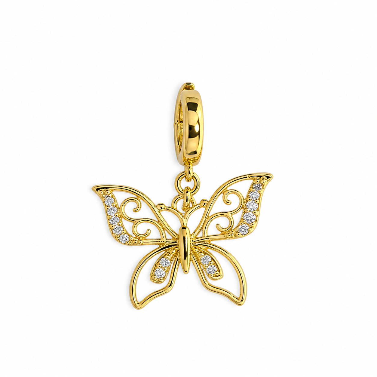 Charm Papillon Strass Doré