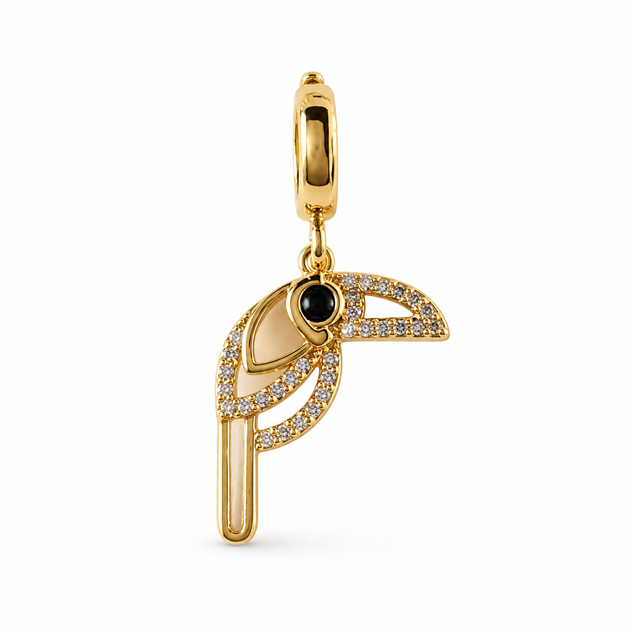 Charm Toucan Strass Doré