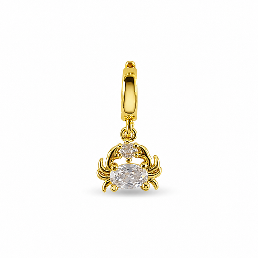 Charm Crabe Zircon Doré